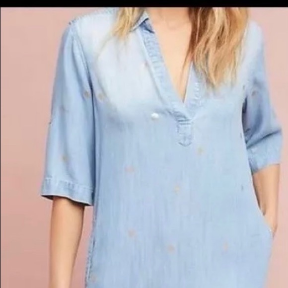 cloth & stone chambray shirt dress Anthropologie Cloth & Stone Chambray Denim Button Shirt Dress